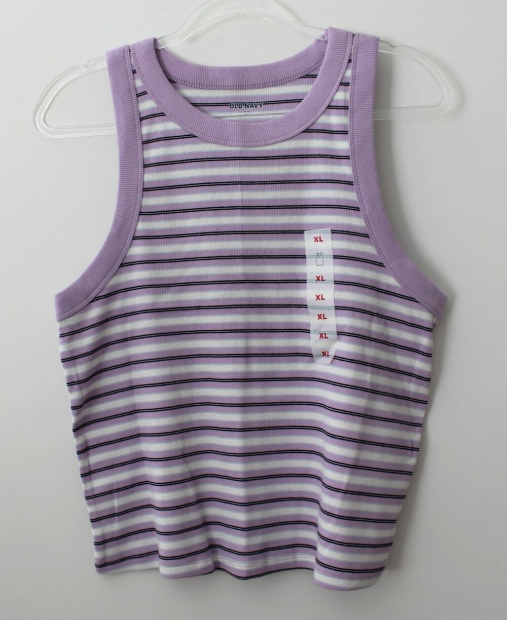 Old Navy Womens Snug Ringer Stripe Tank Light Purple Size XL NWT